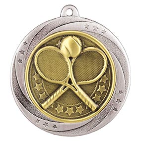 Silver Superstar Tennis Medal 60mm