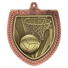 Bronze Cobra Shield Netball Medal 70mm