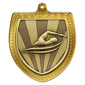 Gold Cobra Shield Swimming Medal 70mm