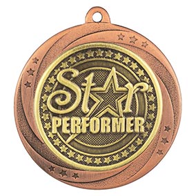 Bronze Superstar Star Performer Medal 60mm