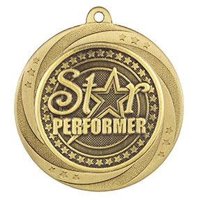 Gold Superstar Star Performer Medal 60mm