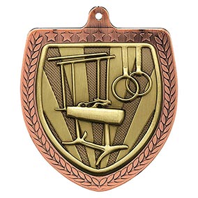 Bronze Cobra Shield Gymnastics Medal 70mm