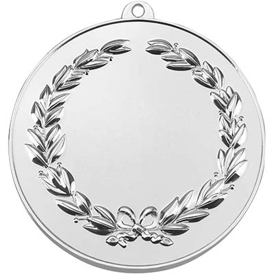 3in Silver Finish Wreath Medal - With Loop