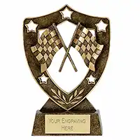 125mm Star Shield Chequered Flag Trophy