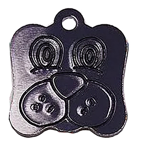 Dog Face Black Pet Tag 23mm