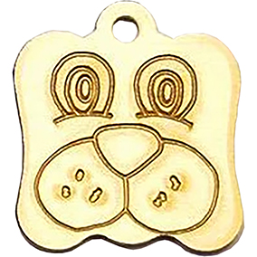 Dog Face Gold Pet Tag 23mm