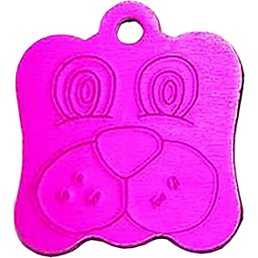 Dog Face Pink Pet Tag 23mm