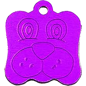Dog Face Purple Pet Tag 23mm