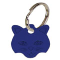 Cat face Blue Anodised Alum Tag