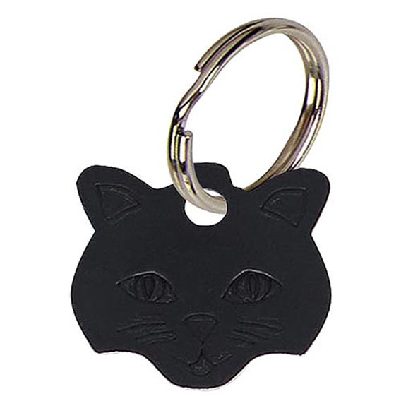 Cat face Black Anodised Alum Tag