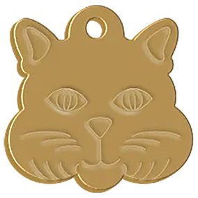 Cat Face Gold Pet Tag 23mm