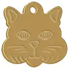 Cat Face Gold Pet Tag 23mm