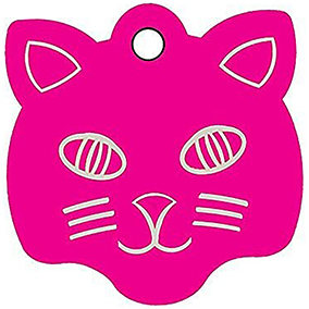 Cat Face Pink Pet Tag 23mm