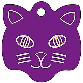Cat Face Purple Pet Tag 23mm