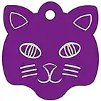 Cat Face Purple Pet Tag 23mm