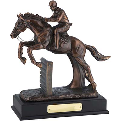 11.5in x 10in Horse & Jockey Cross Country Jump Figurine