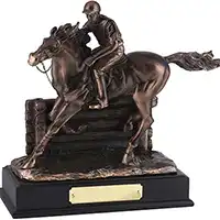 10in x 11.5in Horse & Jockey Cross Country Fence Figurine