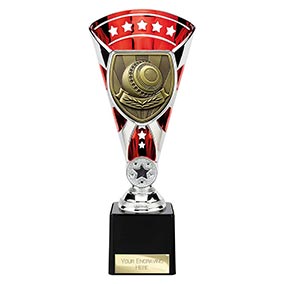 Red & Silver Cobra Star Lawn Bowls Cup 230mm