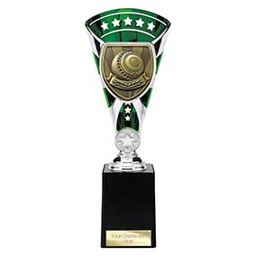 Green & Silver Cobra Star Lawn Bowls Cup 255mm