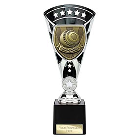 Black & Silver Cobra Star Lawn Bowls Cup 230mm
