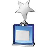8in Silver & Blue Star Crystal Award
