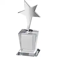 7.5in Silver Star Crystal Podium Award