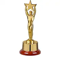 12in Gold Finish Metal Figurine Complete