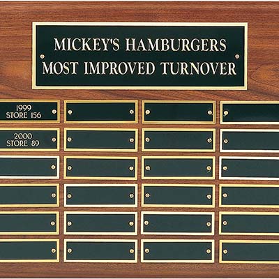 10in x 13in Walnut Perpetual Plaque - 24 Plates