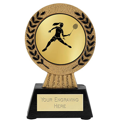 Gold Laurel Hero Badminton Female Trophy 115mm