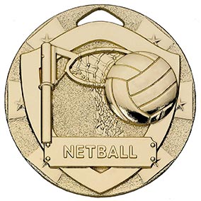 Gold Mini Shield Netball Medal 50mm