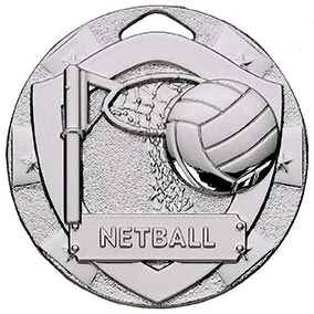 Silver Mini Shield Netball Medal 50mm