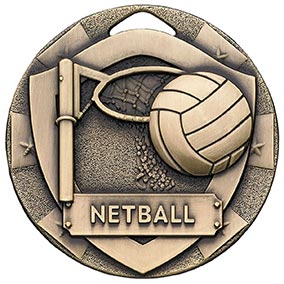 Bronze Mini Shield Netball Medal 50mm
