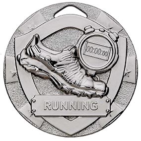 Silver Mini Shield Running Medal 50mm