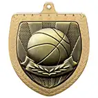 Gold Cobra Shield Basketball Medal 70mm