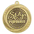 Gold Superstar Star Performer Medal 60mm
