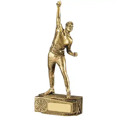 22cm Gold Cricket Bowling Figure