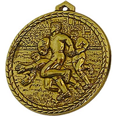 Bright Gold Rugby Medals 56mm