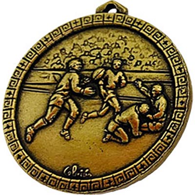 Gold Rugby Pass Medals 56mm