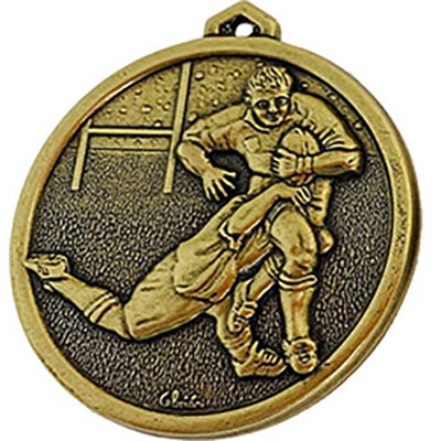 Gold Rugby Tackle Medals 56mm