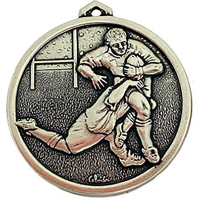 Silver Rugby Tackle Medals 56mm