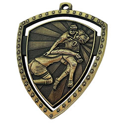 Gold Shield Rugby Medal 60mm